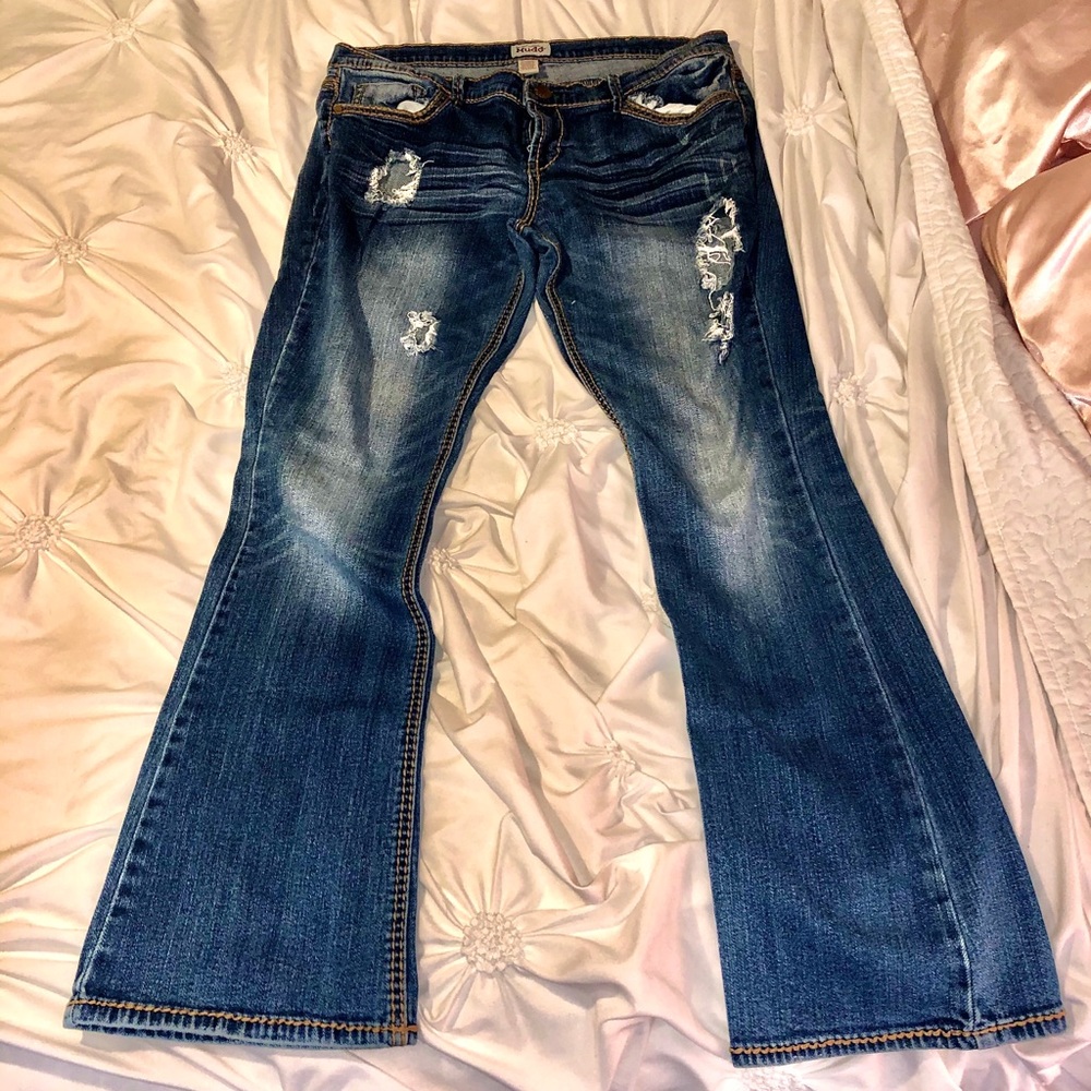 Mudd flare dark wash distressed jeans